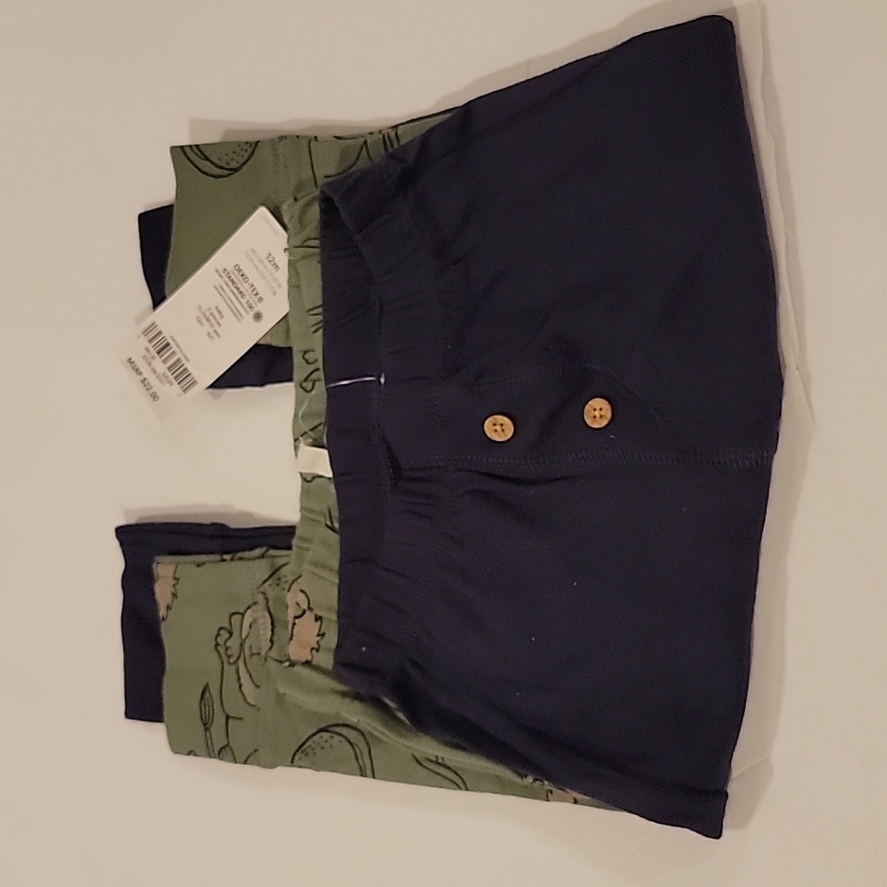 Carters Infant Boys Pants 12 months blue and green lion print and button front